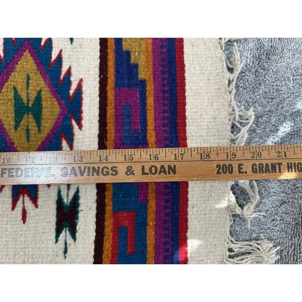 Handwoven Aztec Beige Wool Southwestern Design Placemats 20x16